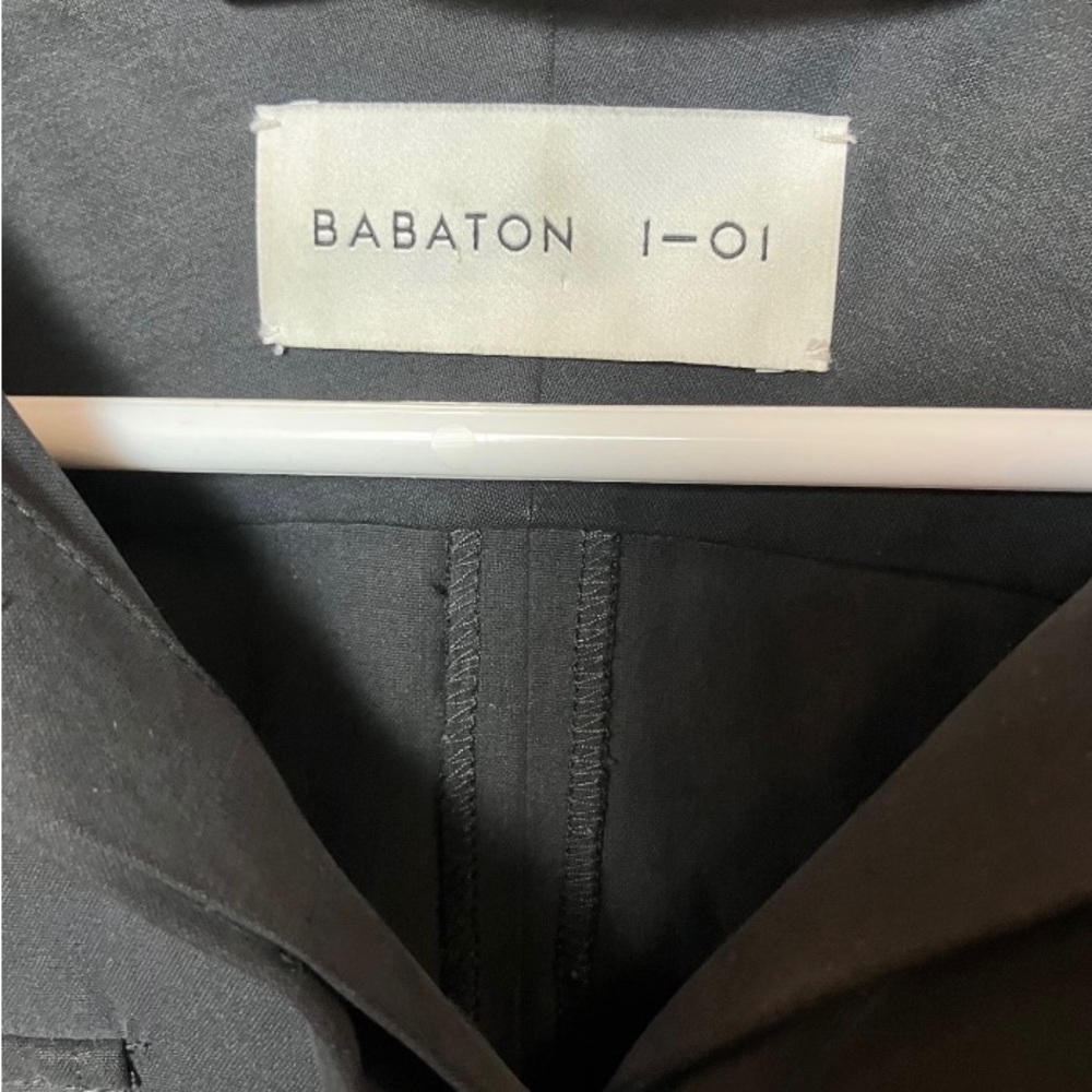 BABATON Aritzia Silk Black Belted Button Lightweight Travel Shirt Dress Sz L - Picture 5 of 13